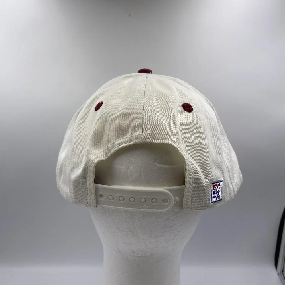 Vintage 90s The Game Virginia Tech Hokies Snapback Hat‎ Split Bar White Maroon